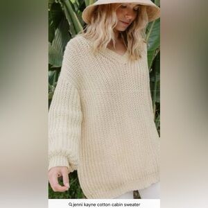 Jenni Kayne Cabin Sweater, Ivory, oversized 100% cotton